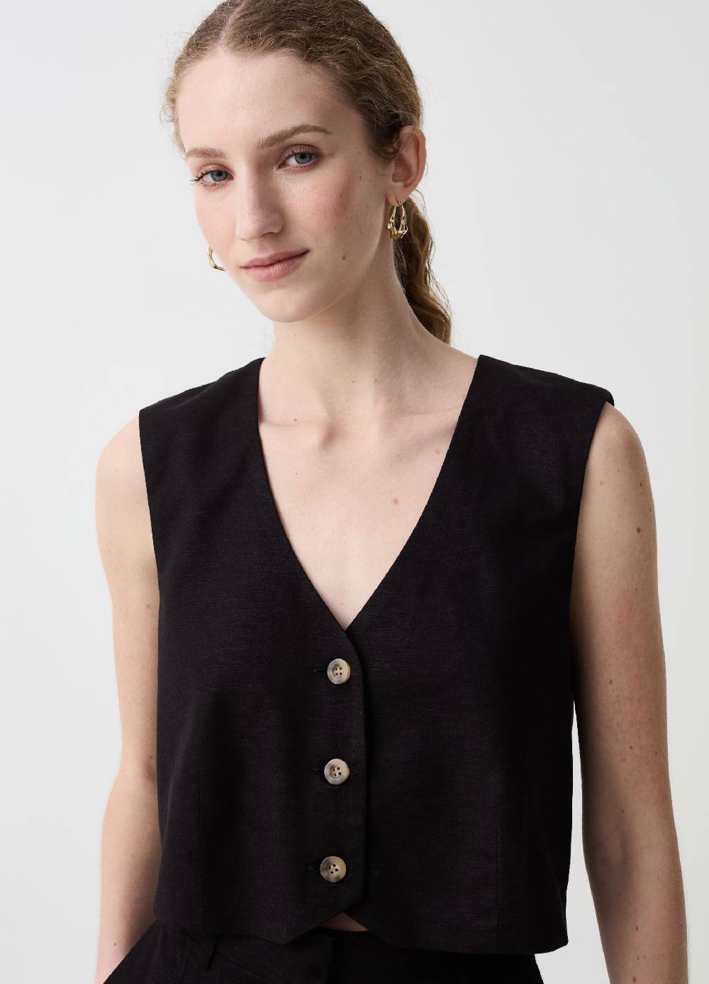 Ovs Gilet in viscosa e lino con scollo a V Latest stili