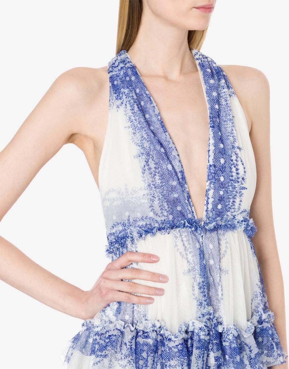 Philosophy Di Lorenzo Serafini Abito a balze in tulle stampato Fino Al -60%