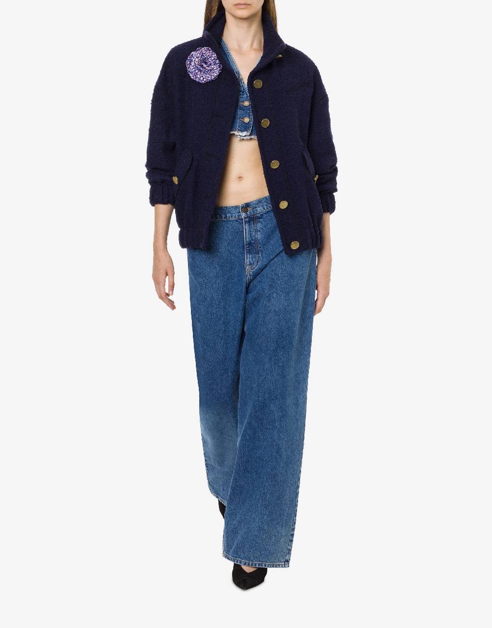 Philosophy Di Lorenzo Serafini Gilet crop in denim Promozione Limitata