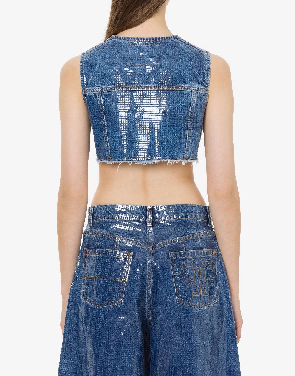 Philosophy Di Lorenzo Serafini Gilet crop in denim con paillettes I Più Venduti