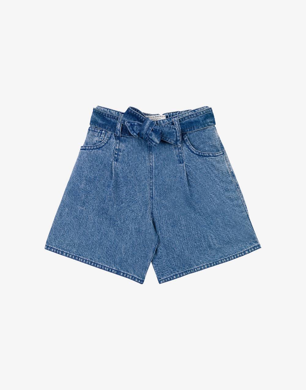 Philosophy Di Lorenzo Serafini Kids short in denim con patch 'doppia P' Prezzo Ridotto
