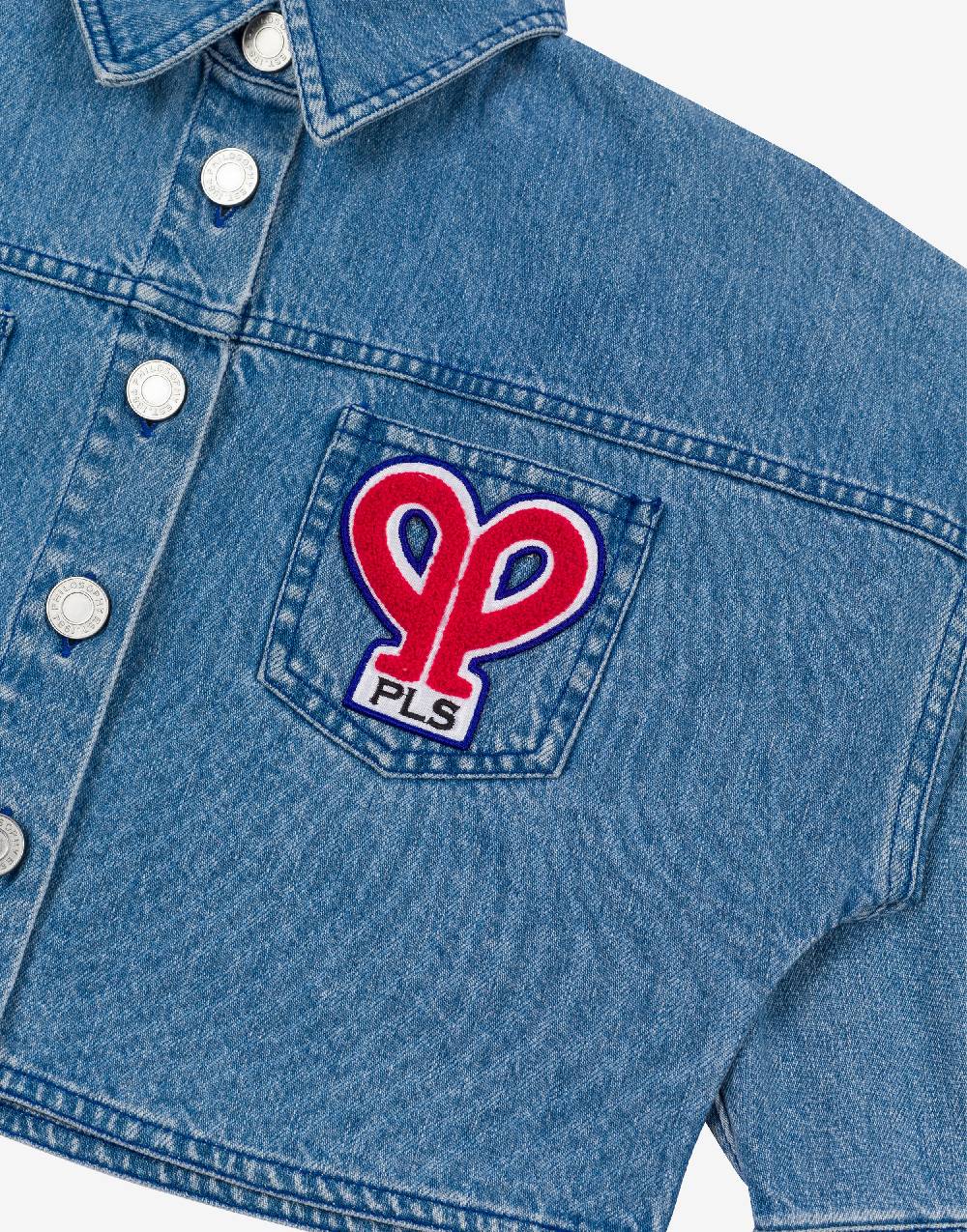Philosophy Di Lorenzo Serafini Kids giacca crop in denim con patch 'doppia p' Outlet
