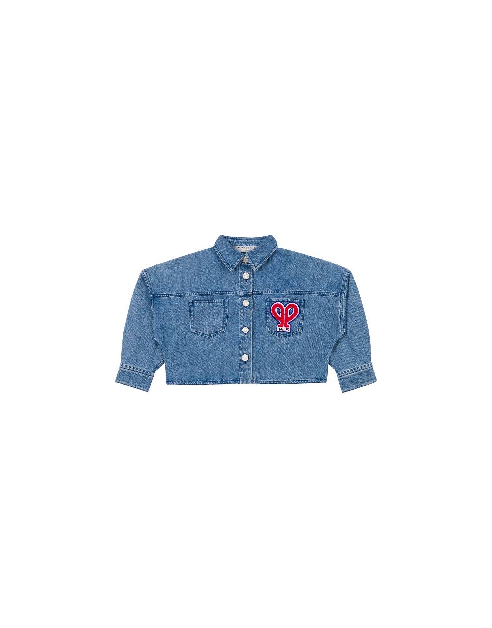 Philosophy Di Lorenzo Serafini Kids giacca crop in denim con patch 'doppia p' Outlet
