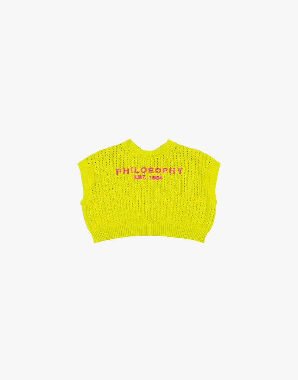 Philosophy Di Lorenzo Serafini Kids gilet in maglia con ricamo logo Vendita Economica
