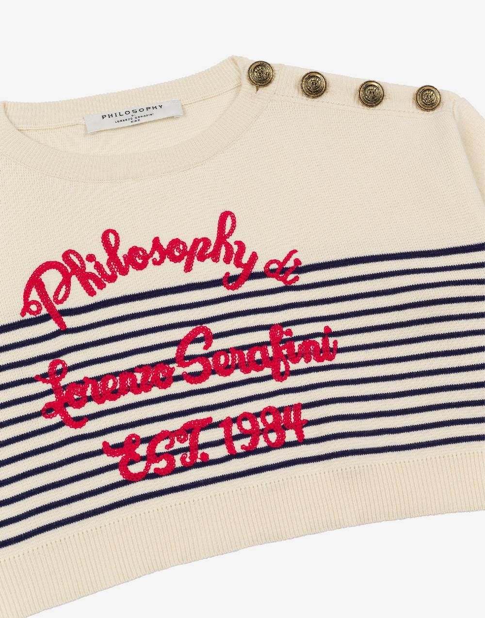 Philosophy Di Lorenzo Serafini Kids maglione in cotone a righe marinière Saldi Di Fabbrica