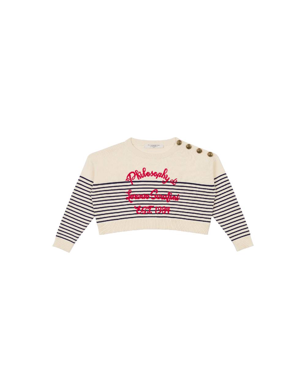 Philosophy Di Lorenzo Serafini Kids maglione in cotone a righe marinière Saldi Di Fabbrica