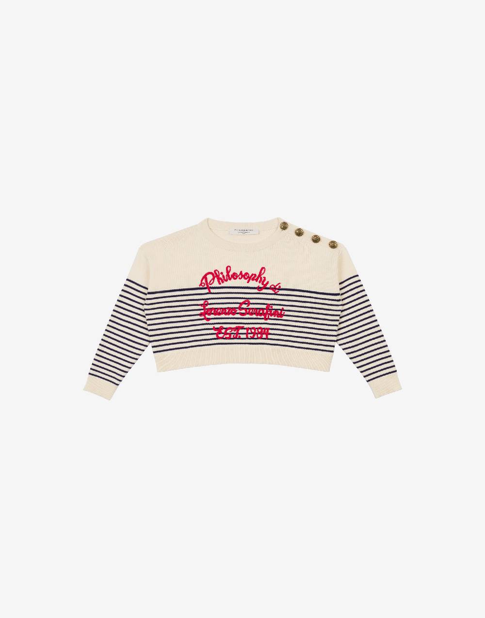 Philosophy Di Lorenzo Serafini Kids maglione in cotone a righe marinière Saldi Di Fabbrica