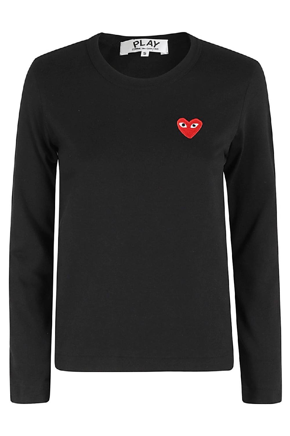 COMME DES GARCONS PLAY T-Shirt Manica Lunga Nera Sottocosto