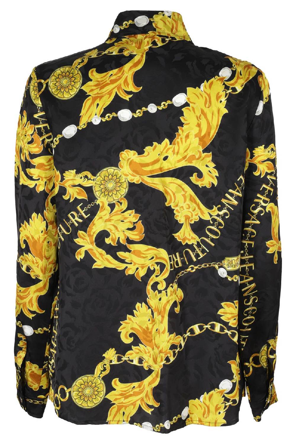 VERSACE JEANS COUTURE Camicia Jacquard Chain Oro Nero Outlet