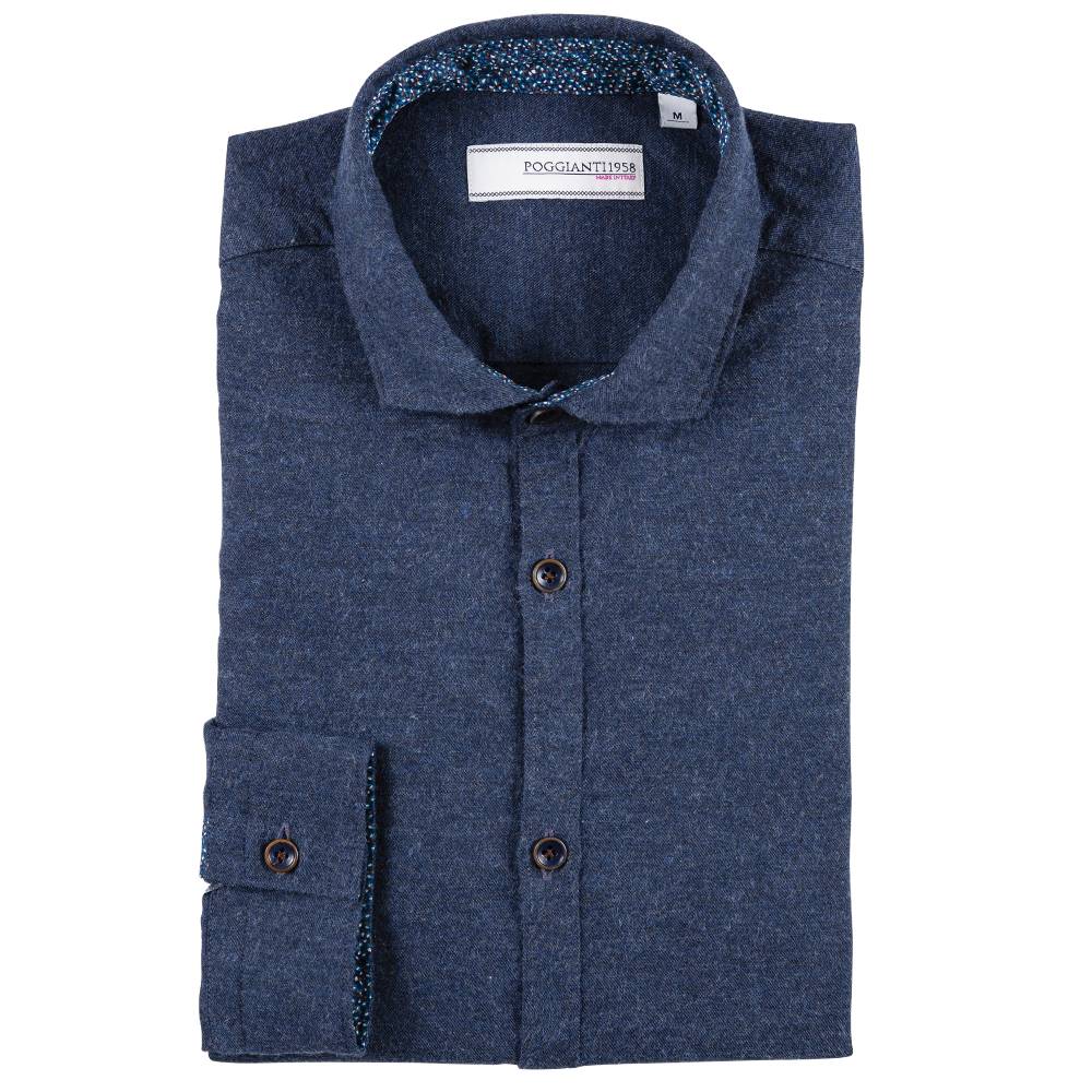Poggianti Camicia in flanella con contrasti fantasia Soddisfazione Garantita