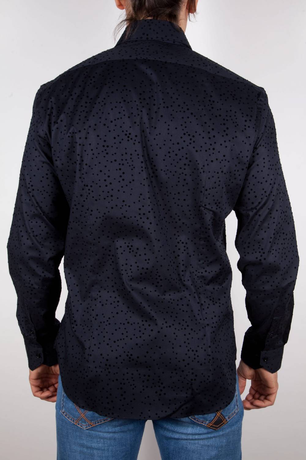 Poggianti Camicia Fantasia Floccato Nero 2025