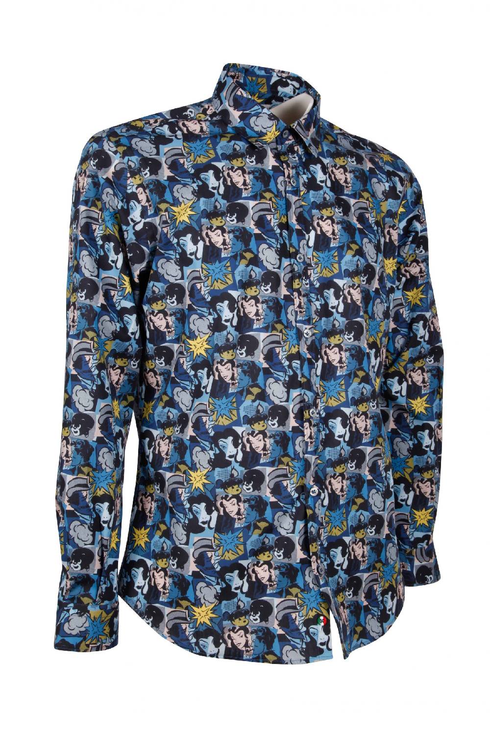 Poggianti Camicia uomo in cotone con stampa fumetti PISA-66F-179-01 Vendite Flash