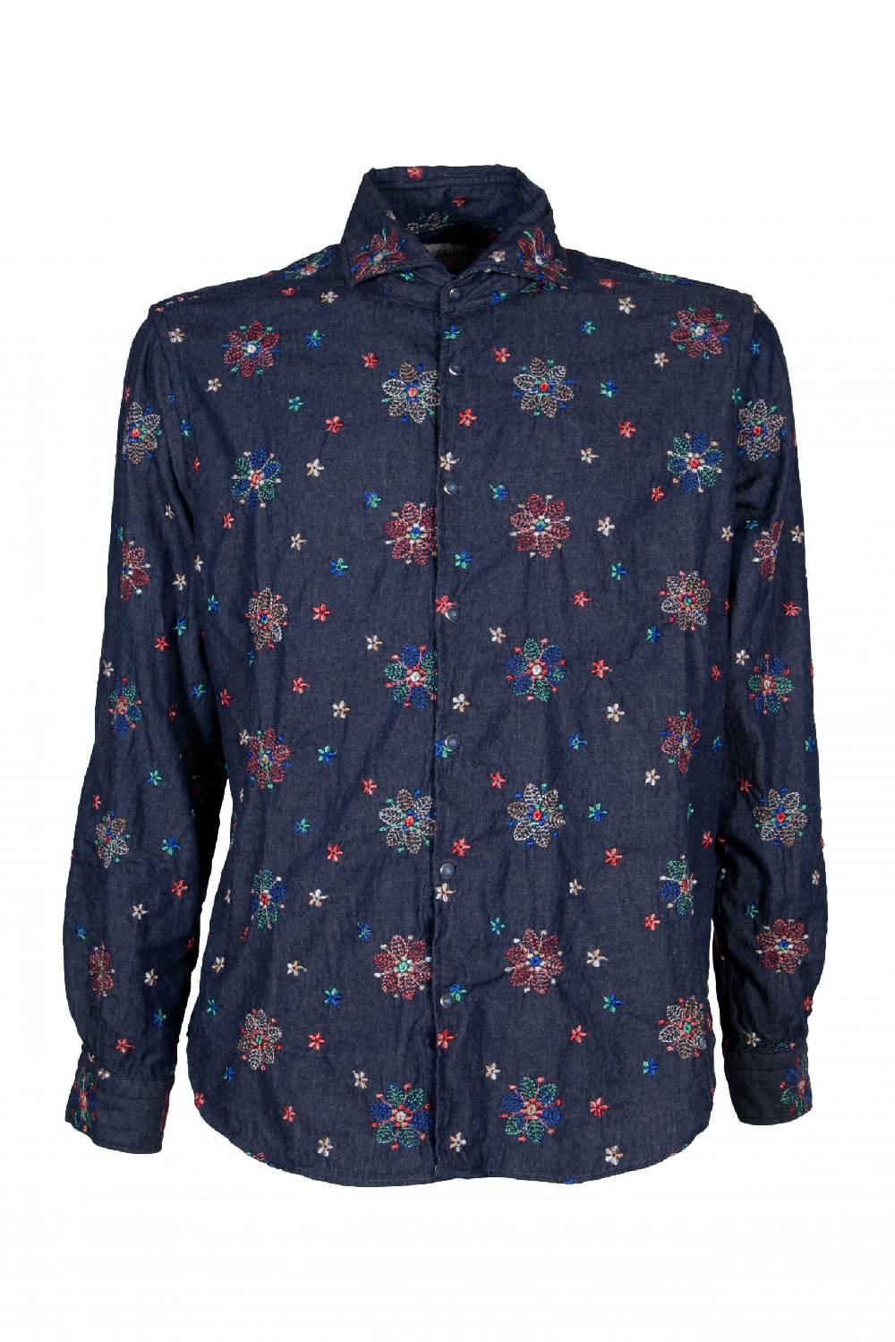 Poggianti Camicia uomo in Denim con Ricami FIRENZE-31W-249-01 Qualità