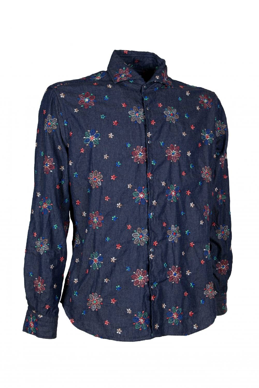 Poggianti Camicia uomo in Denim con Ricami FIRENZE-31W-249-01 Qualità