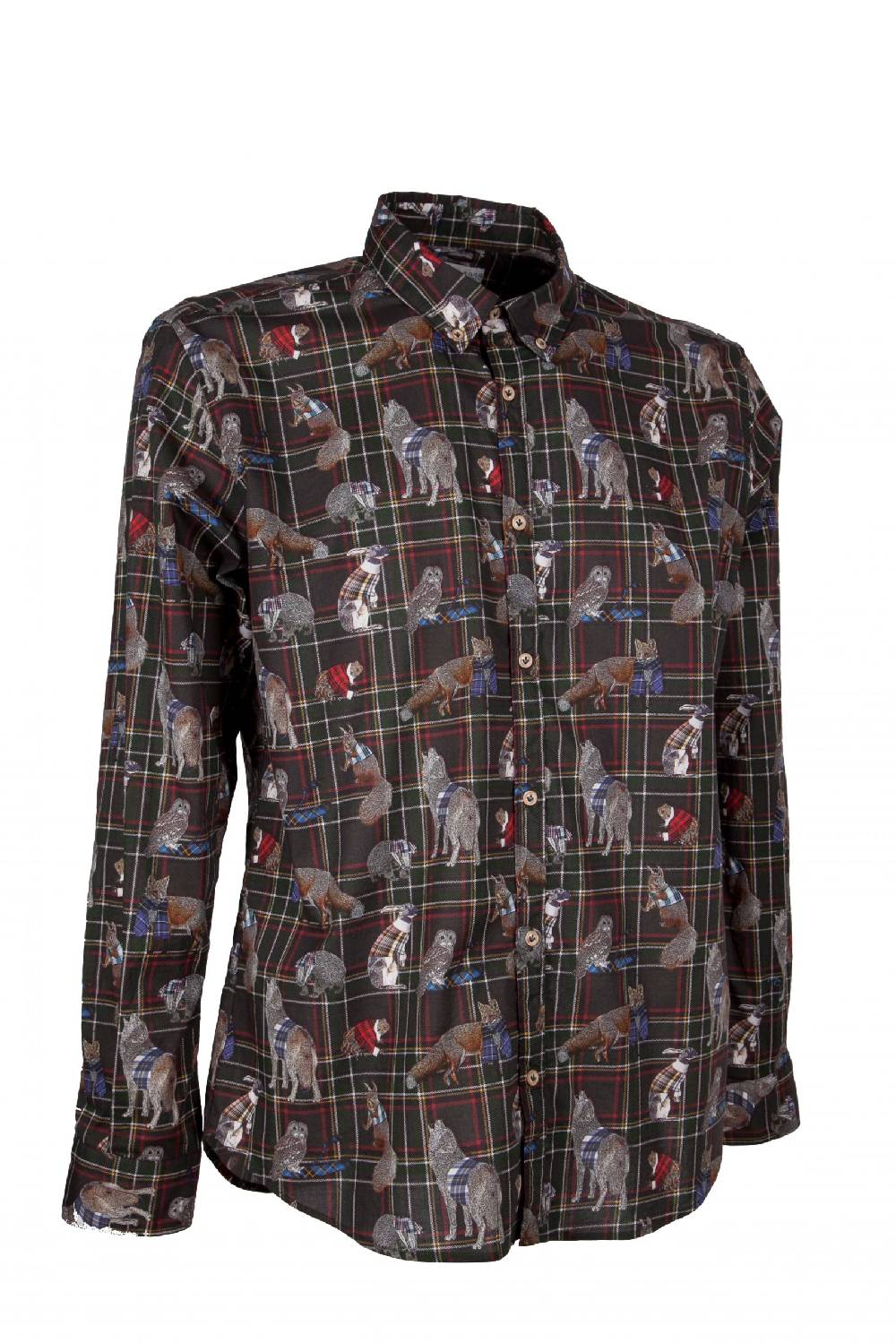 Poggianti Camicia uomo stretch con stampa animali PISA-64-175-03 Fino Al -60%
