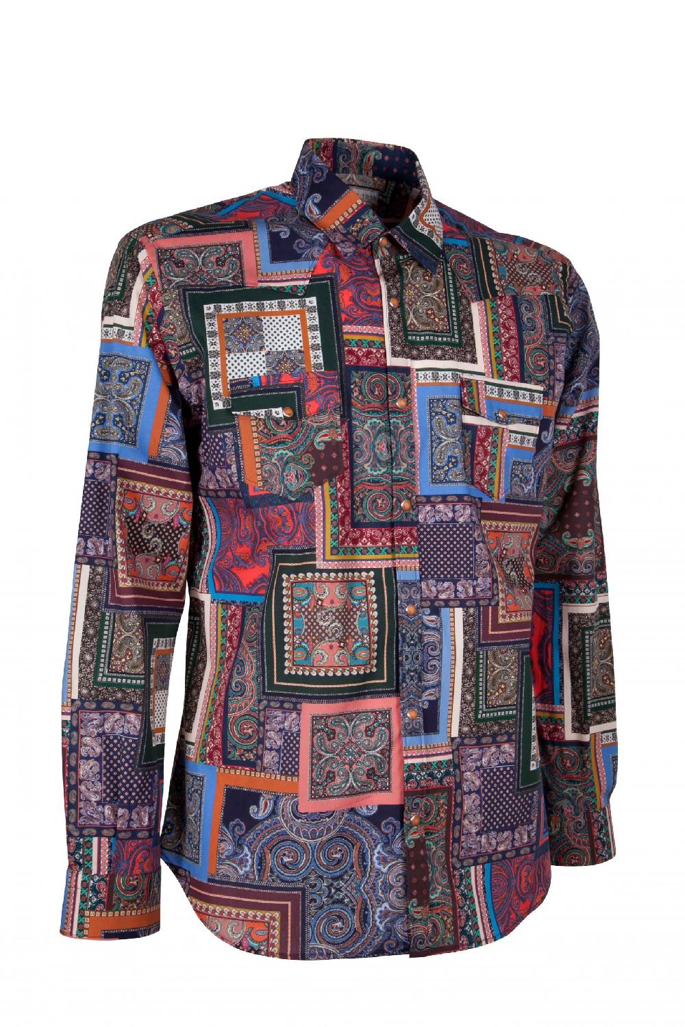 Poggianti Camicia uomo stretch con stampa geometrica EMPOLI-UBBF-166-01 Shopping Online