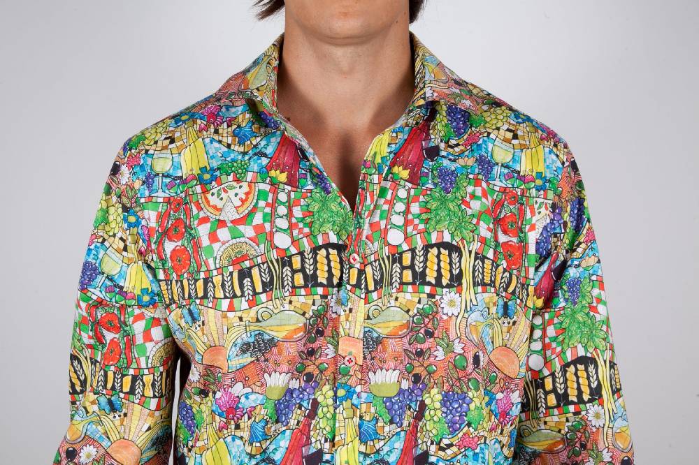 Poggianti Camicia Fantasia Collo Italiano 442-01 Saldi Di Fabbrica
