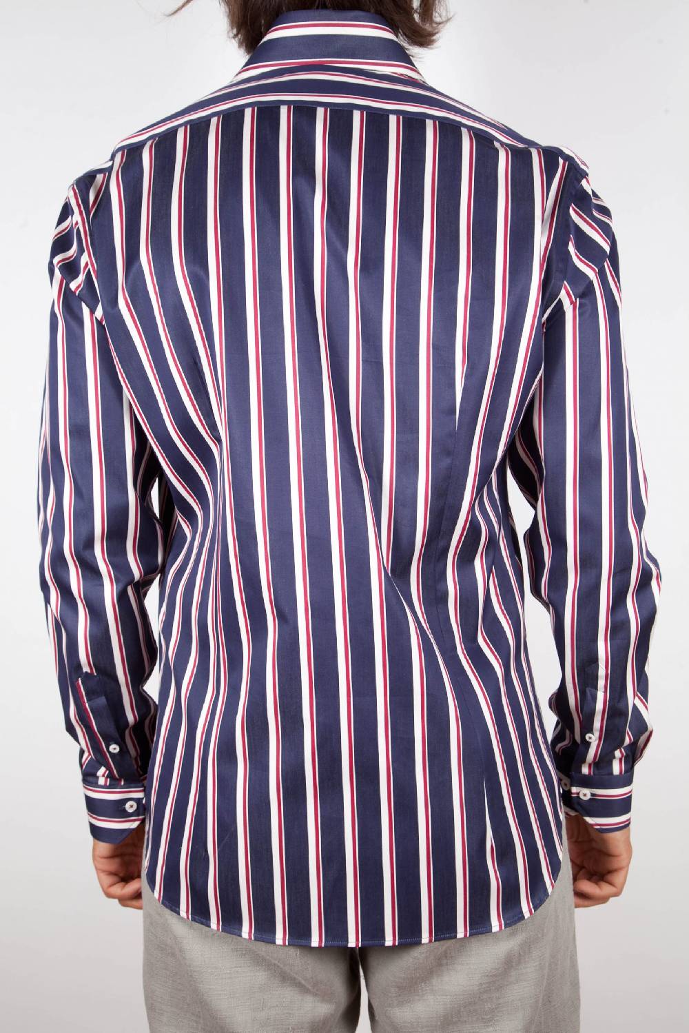 Poggianti Camicia Righe Blu-Bianca Fino Al -60%