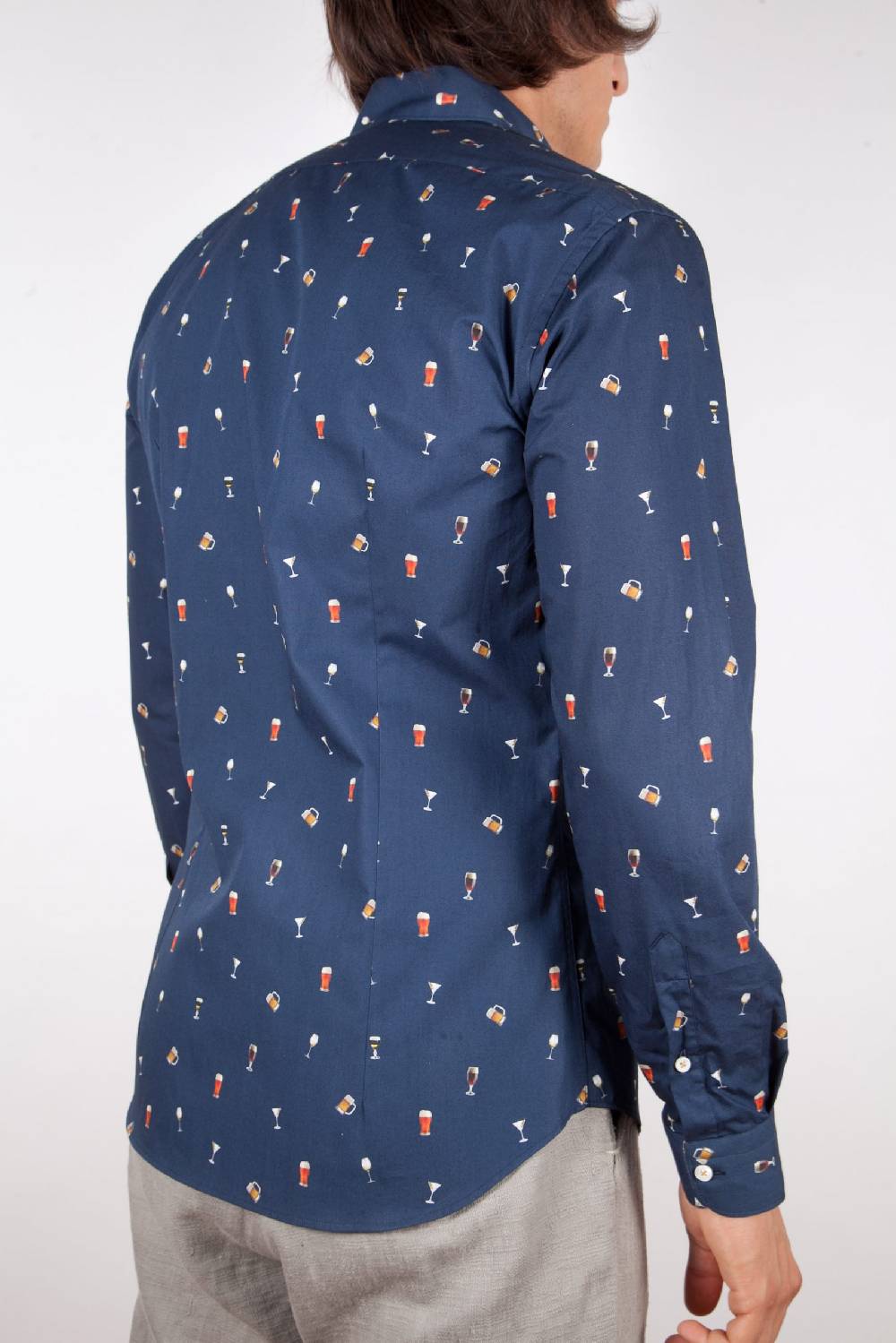 Poggianti Camicia Fantasia Collo Morbido blu Convenienza
