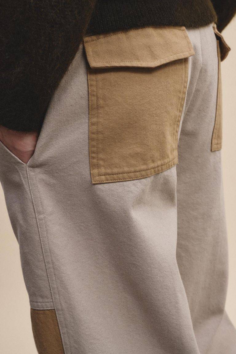 Pomandere Pantalone bicolore in diagonale di cotone lana Saldi Di Fabbrica