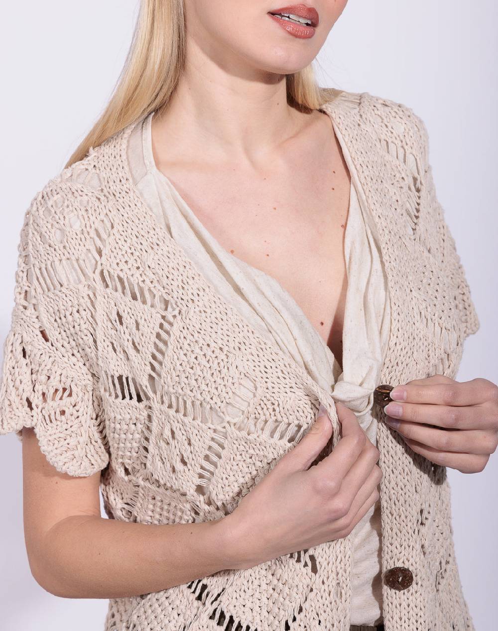 Risskio Ajay - Cardigan manica corta in filato Moda