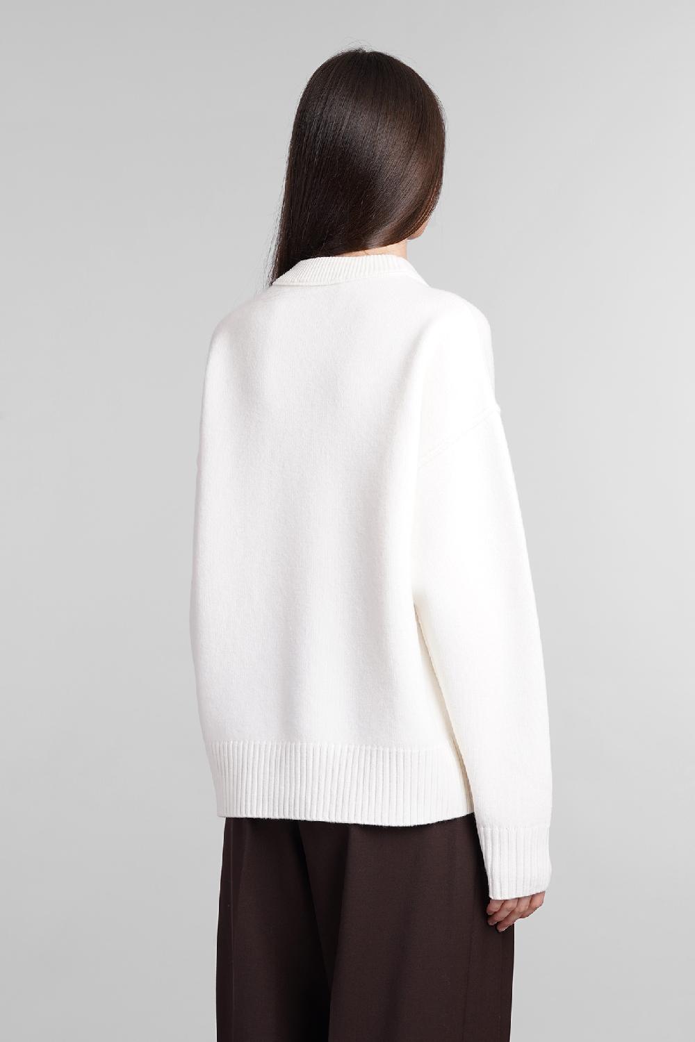 ﻿Deliberti Ami Paris Maglia in lana bianca cod. 403271 - Deliberti The Luxury Shopping Fino Al -60%