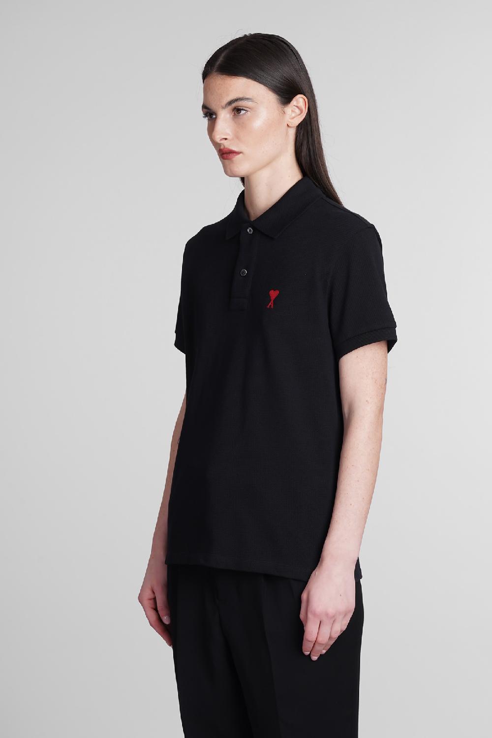 Deliberti Ami Paris Polo in cotone nero cod. 393421 - Deliberti The Luxury Shopping Negozio