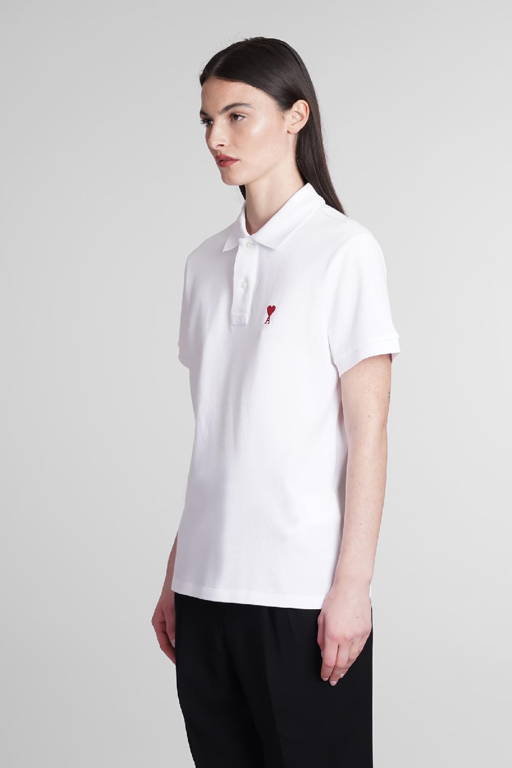 Deliberti Ami Paris Polo in cotone bianco cod. 393422 - Deliberti The Luxury Shopping In Saldo