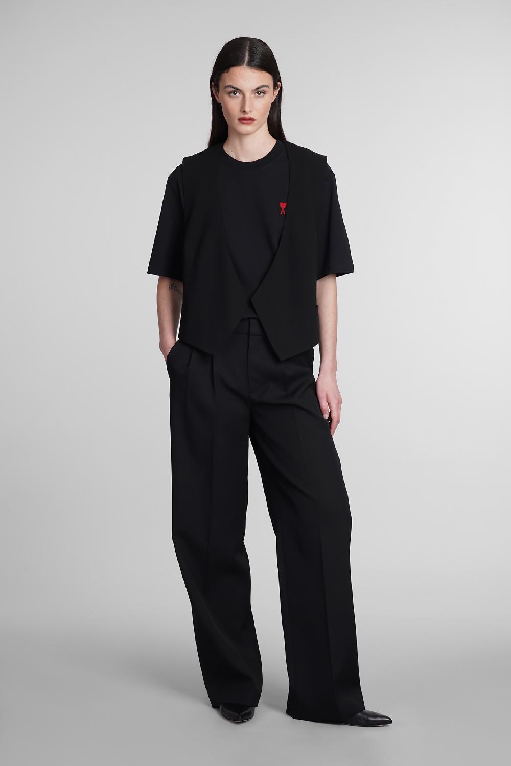 Deliberti Ami Paris T-shirt in cotone nero cod. 393423 - Deliberti The Luxury Shopping Nuova