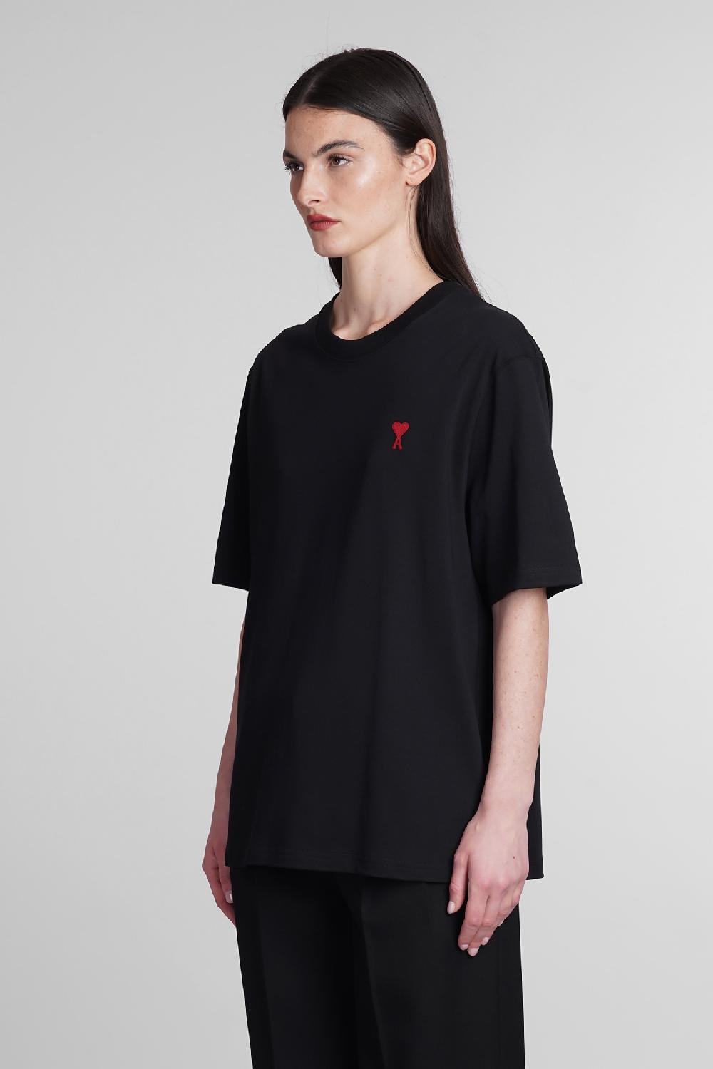 Deliberti Ami Paris T-shirt in cotone nero cod. 393423 - Deliberti The Luxury Shopping Nuova