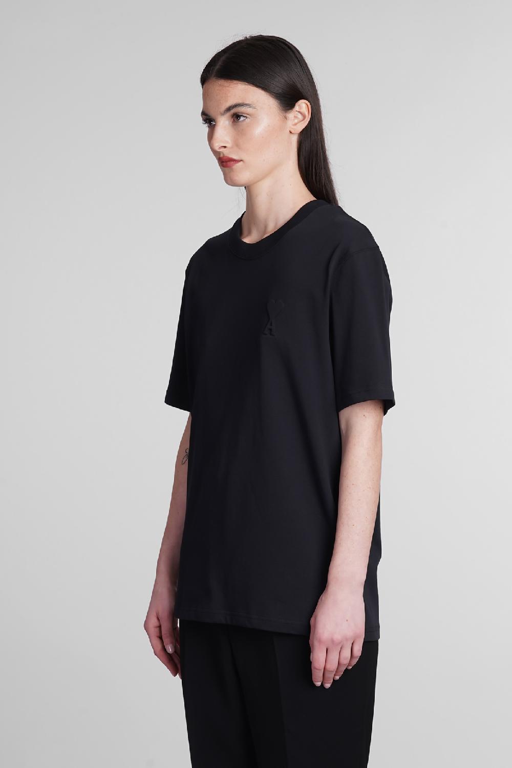 Deliberti Ami Paris T-shirt in cotone nero cod. 393428 - Deliberti The Luxury Shopping Italy