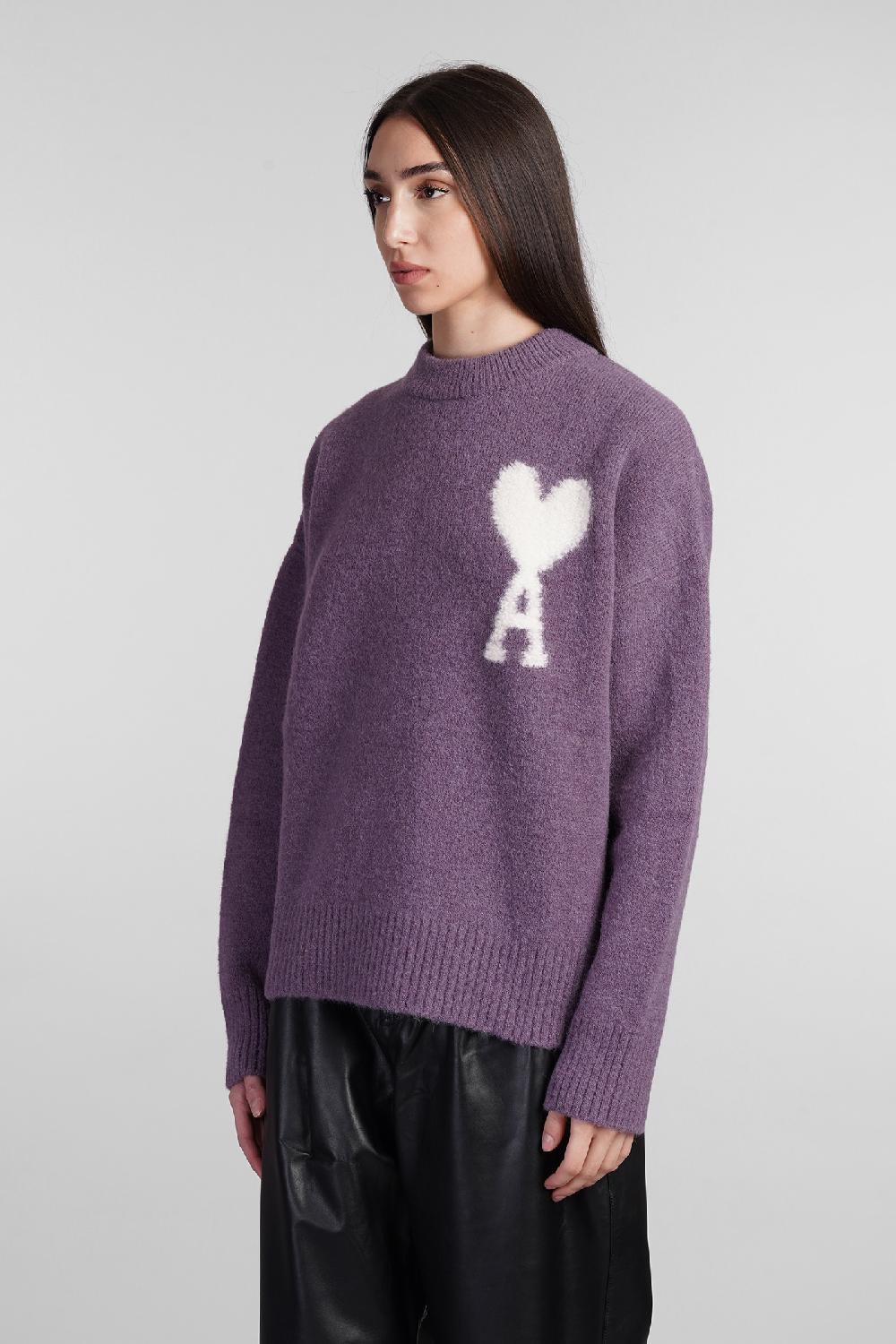 Deliberti Ami Paris Maglia in lana viola cod. 406930 - Deliberti The Luxury Shopping Vendita