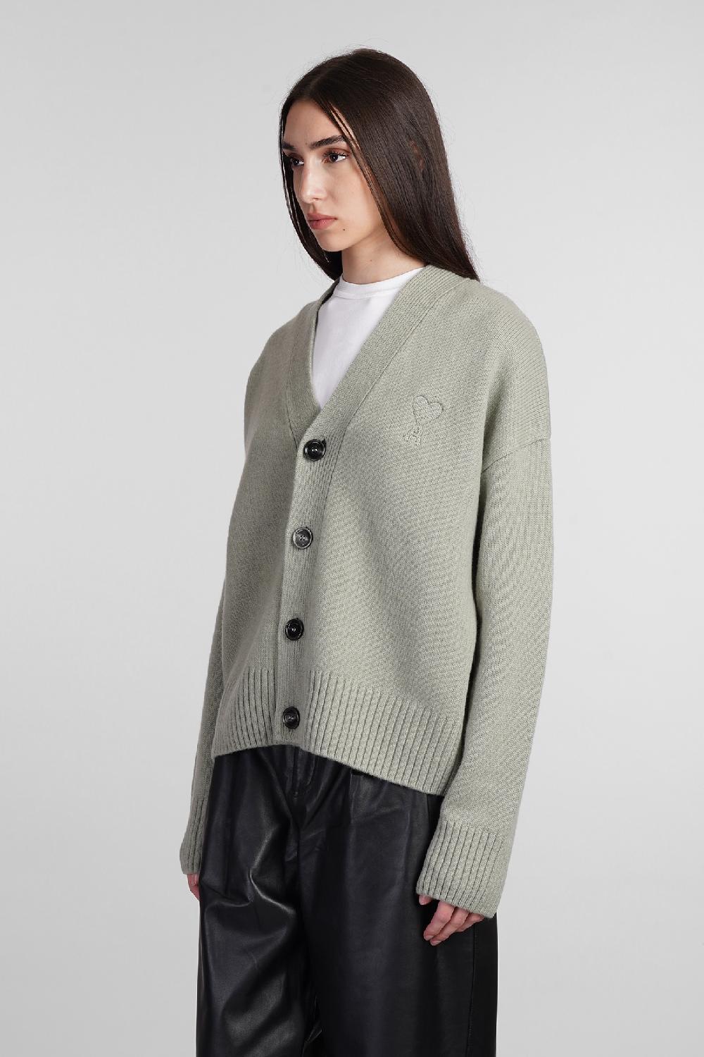 Deliberti Ami Paris Cardigan in lana verde cod. 406931 - Deliberti The Luxury Shopping Promozione