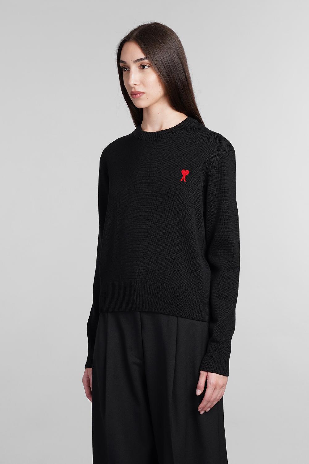 Deliberti Ami Paris Maglia in lana nera cod. 405006 - Deliberti The Luxury Shopping Pezzi Unici