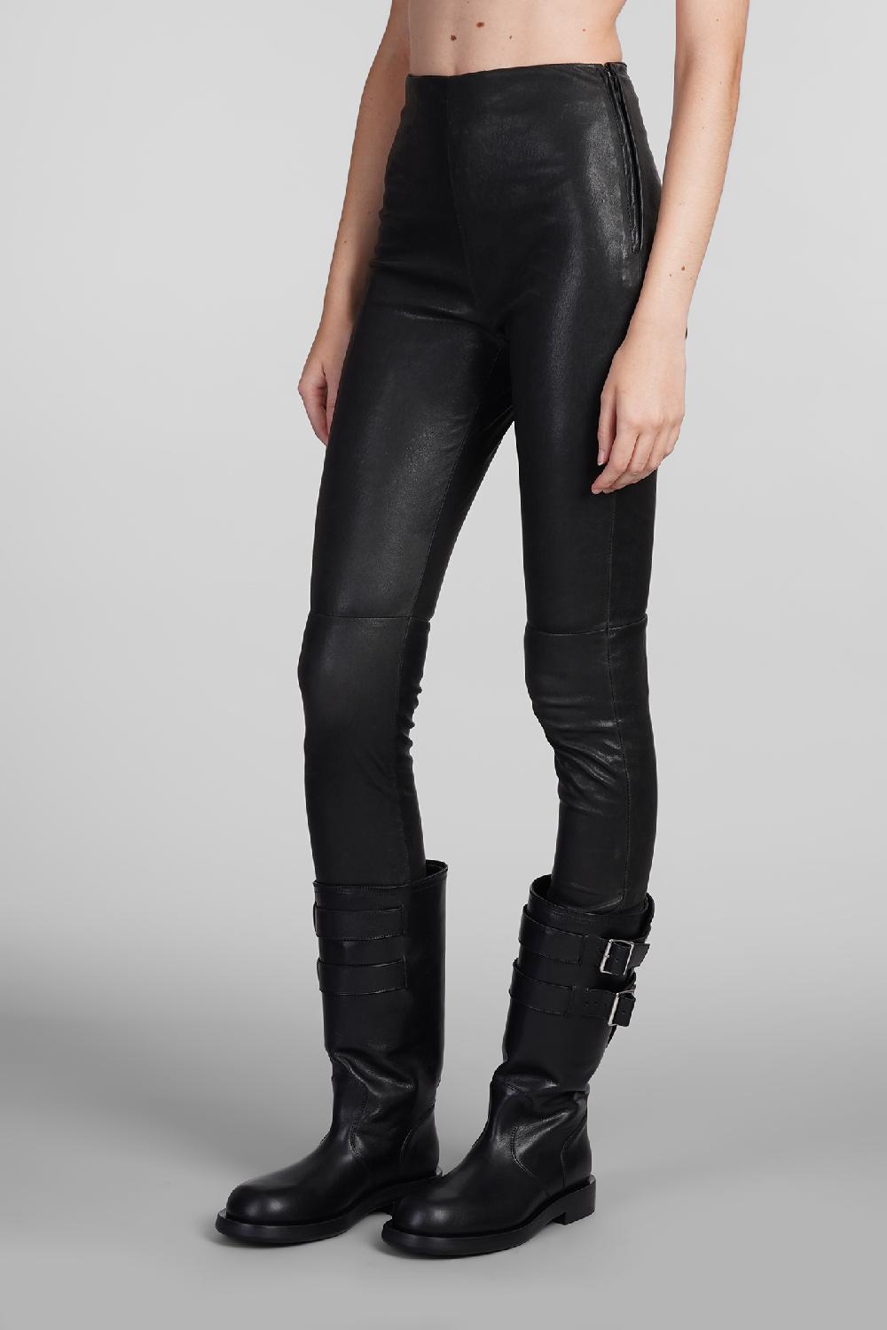 Deliberti Ann Demeulemeester Leggings florence in pelle nera cod. 406853 - Deliberti The Luxury Shopping Sottocosto