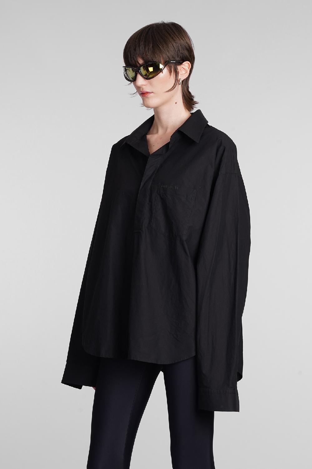 Deliberti Balenciaga Blusa in cotone nero cod. 398321 - Deliberti The Luxury Shopping Vendite Flash