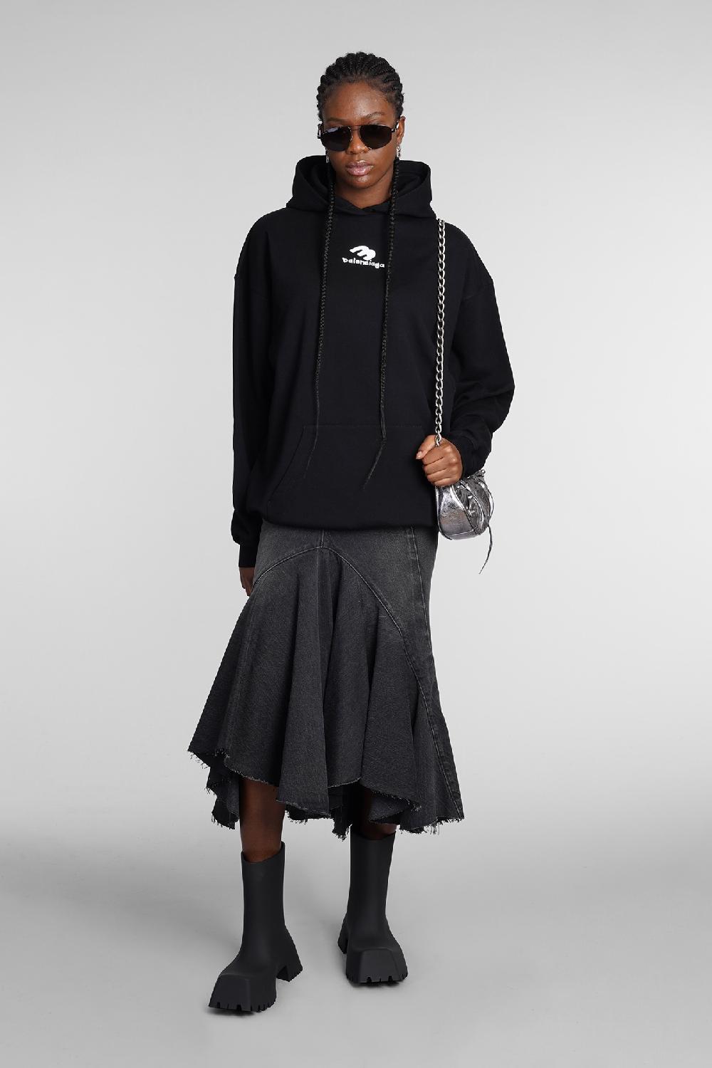 Deliberti Balenciaga Felpa in cotone nero cod. 362932 - Deliberti The Luxury Shopping Consegna Veloce