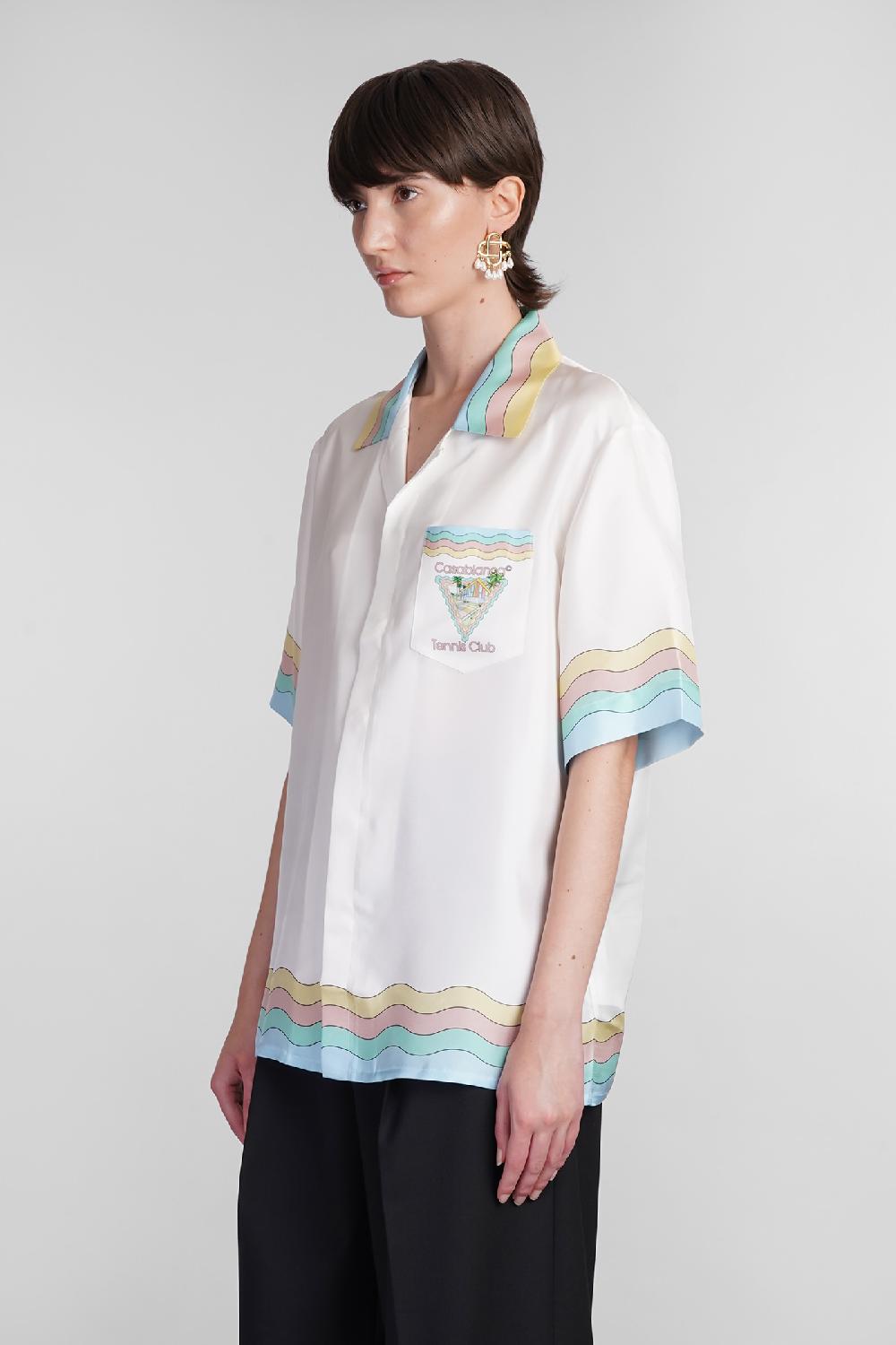 Deliberti Casablanca Camicia in seta bianca cod. 402435 - Deliberti The Luxury Shopping Saldi Di Fabbrica