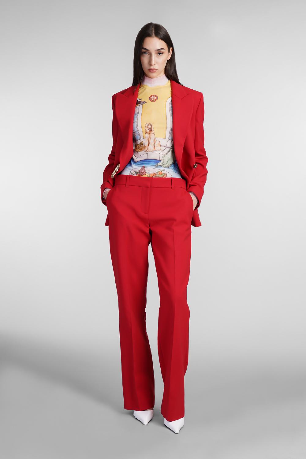 Deliberti Casablanca Pantalone in lana rossa cod. 409066 - Deliberti The Luxury Shopping Fino Al -60%