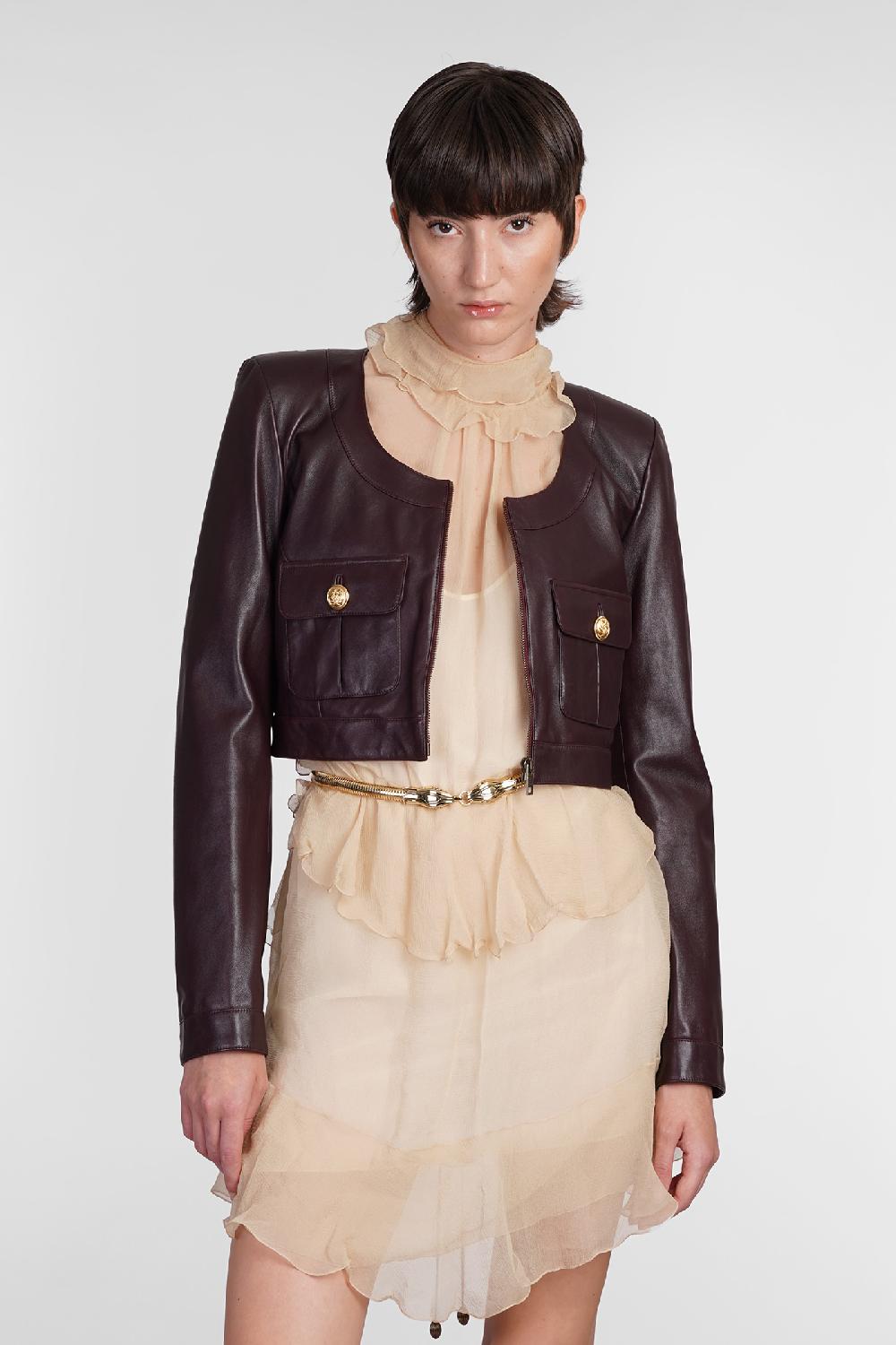 Deliberti Chloé Giacca in pelle in pelle bordeaux cod. 404213 - Deliberti The Luxury Shopping