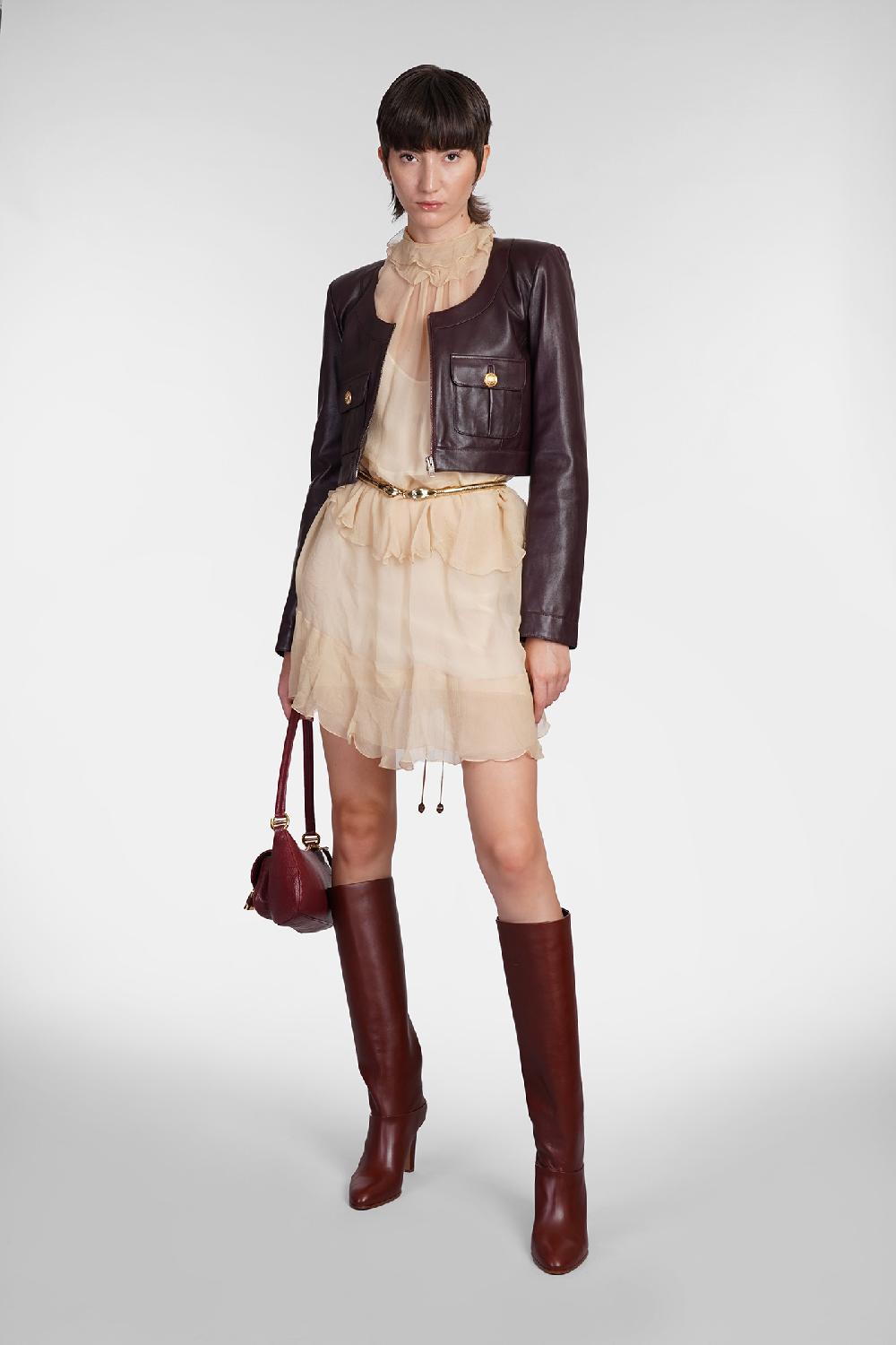 Deliberti Chloé Giacca in pelle in pelle bordeaux cod. 404213 - Deliberti The Luxury Shopping Sconto