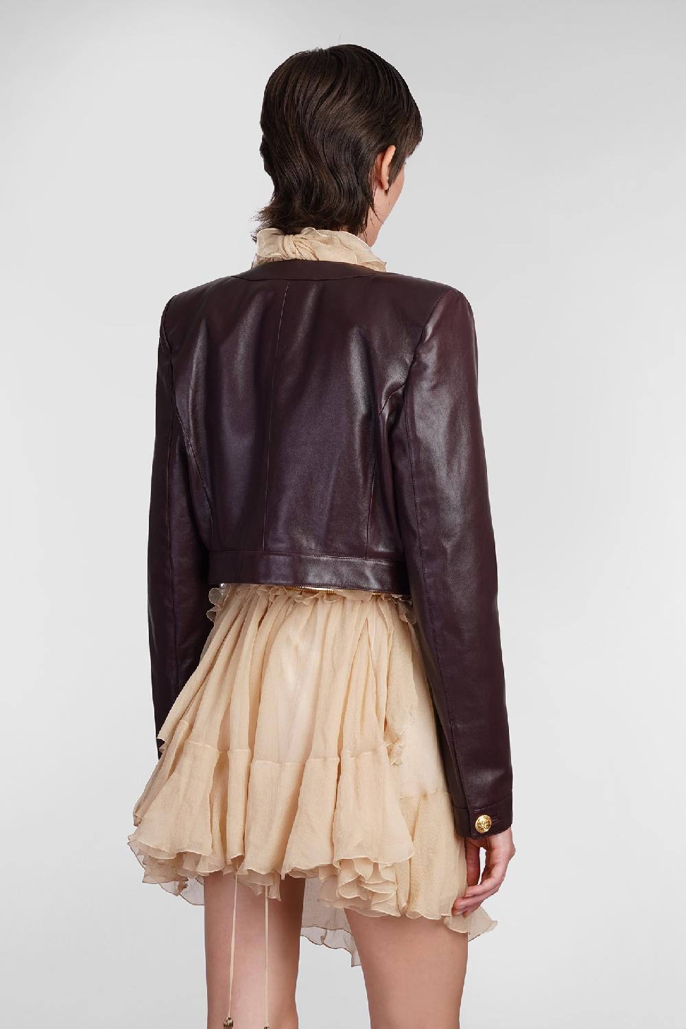 Deliberti Chloé Giacca in pelle in pelle bordeaux cod. 404213 - Deliberti The Luxury Shopping Sconto