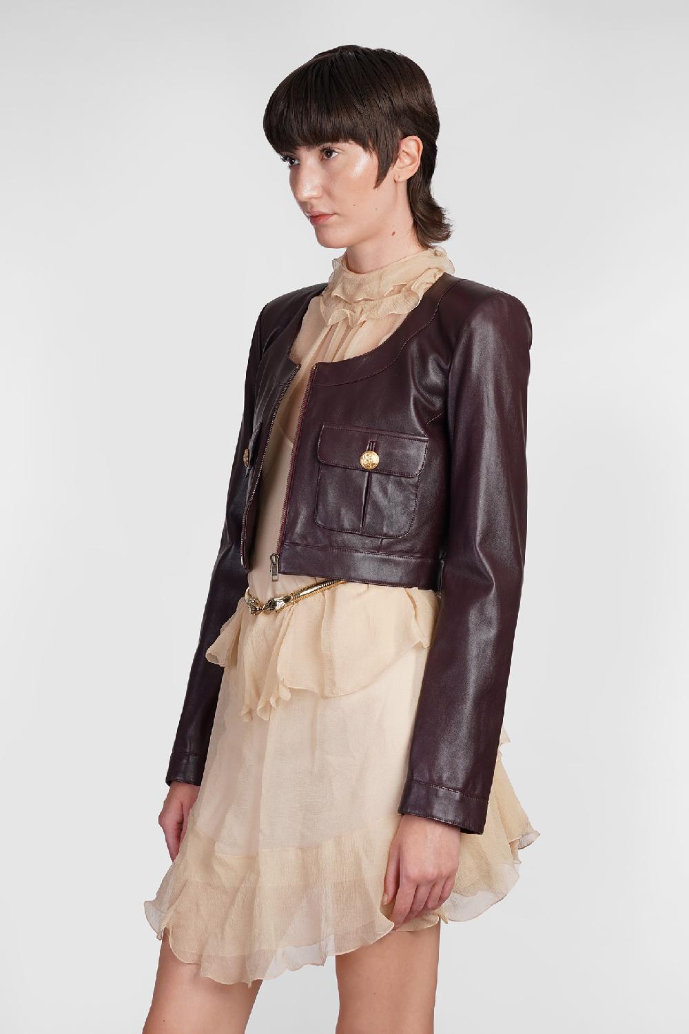 Deliberti Chloé Giacca in pelle in pelle bordeaux cod. 404213 - Deliberti The Luxury Shopping Sconto
