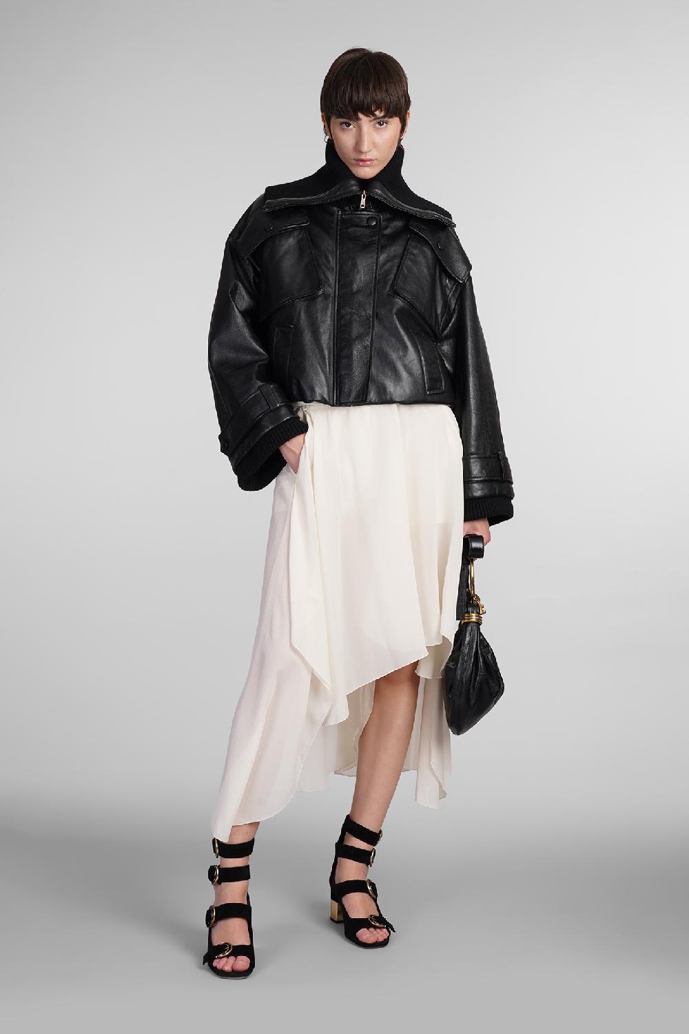 Deliberti Chloé Giacca in pelle in pelle nera cod. 404212 - Deliberti The Luxury Shopping In Saldo