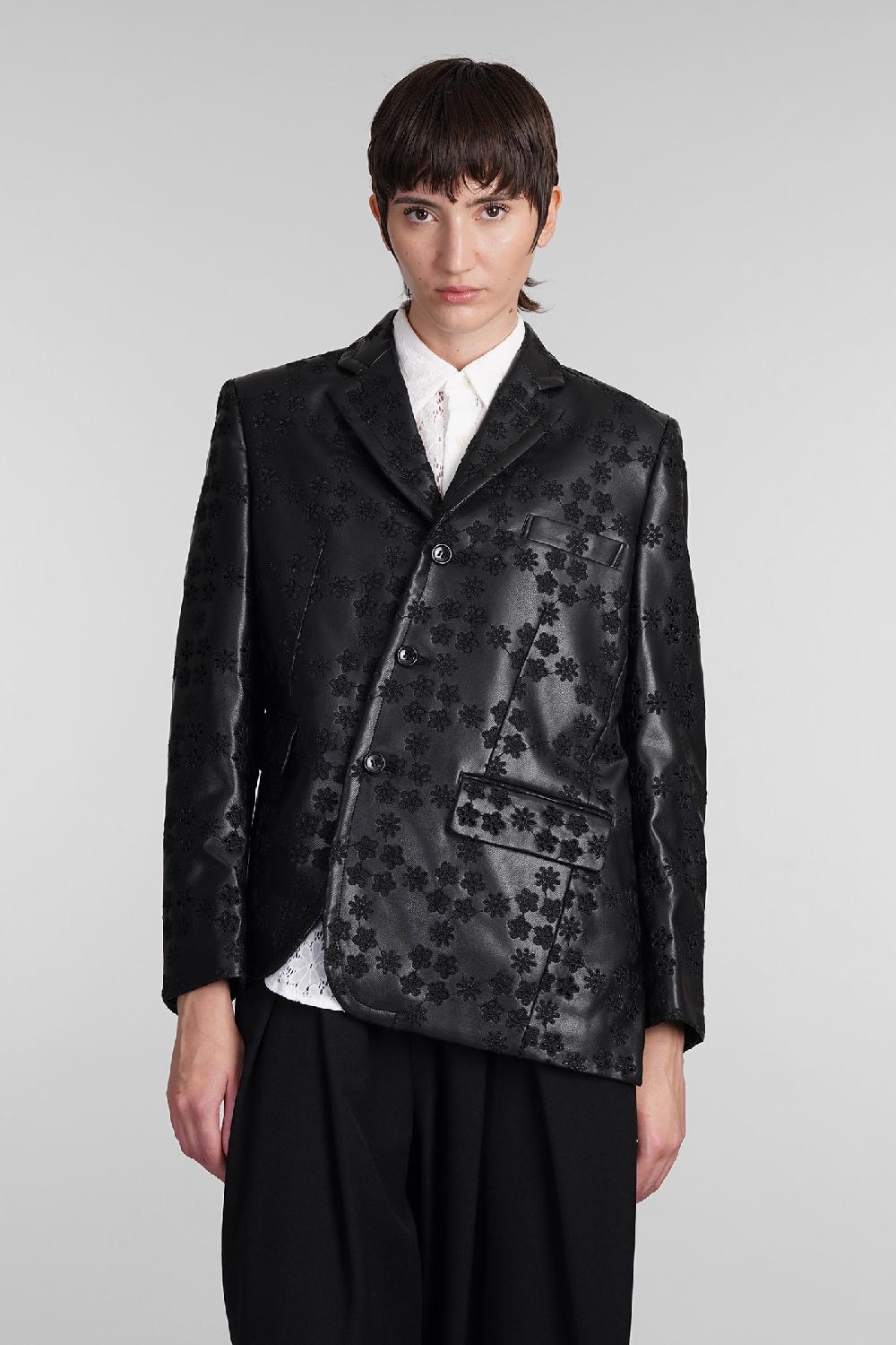 Deliberti Comme des Garcons Giacca in pelle in poliuretano nero cod. 406920 - Deliberti The Luxury Shopping