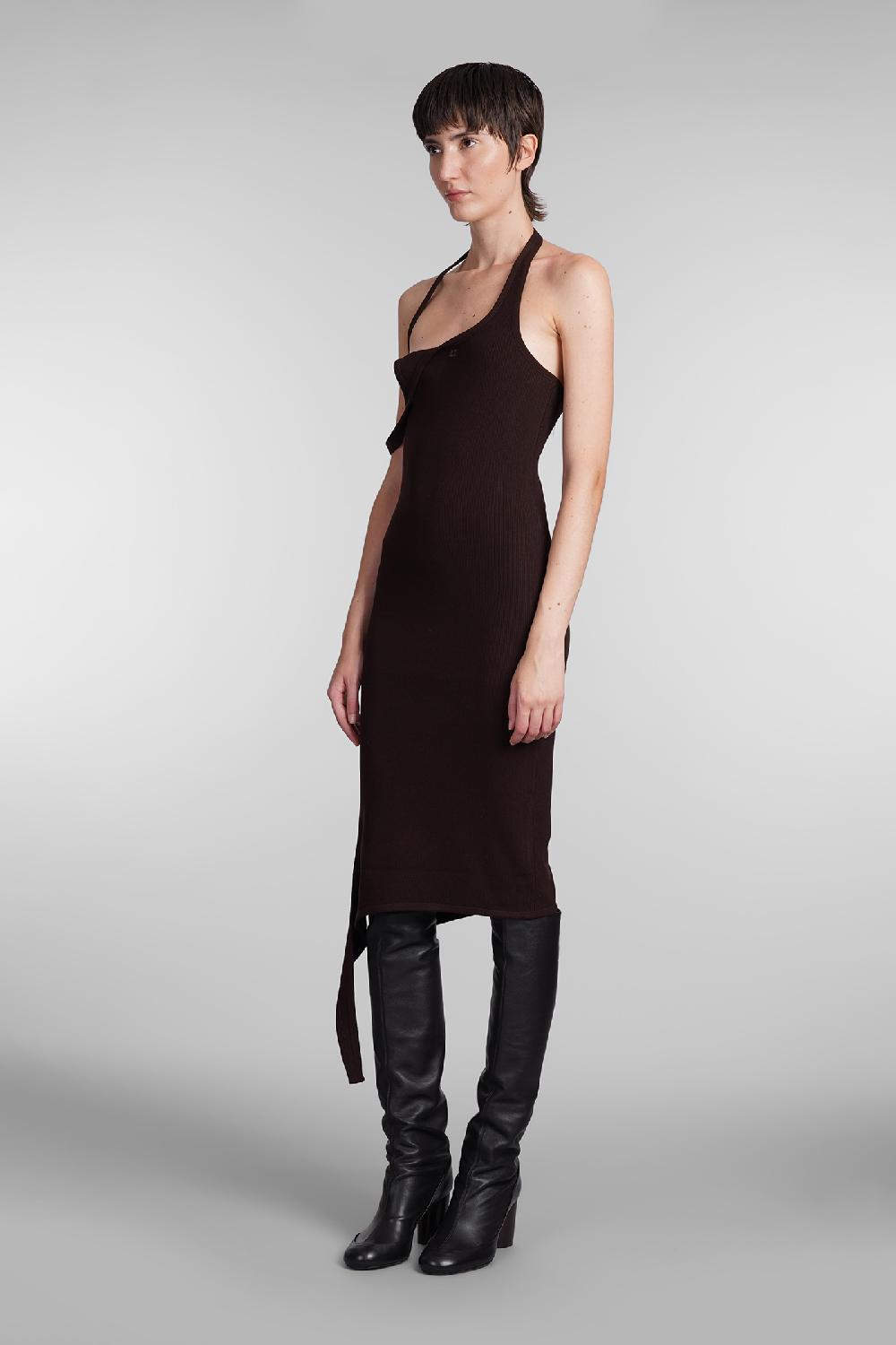 Deliberti Courreges Abito in viscosa marrone cod. 408103 - Deliberti The Luxury Shopping Sottocosto