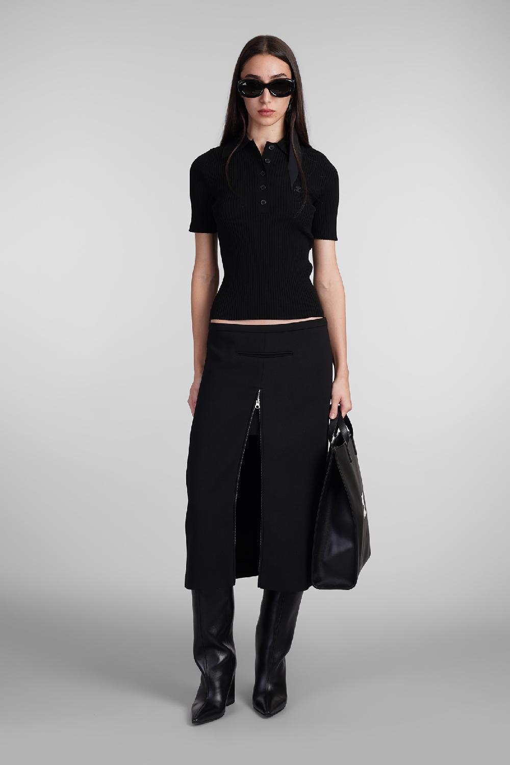Deliberti Courreges Polo in viscosa nera cod. 408561 - Deliberti The Luxury Shopping I Più Venduti