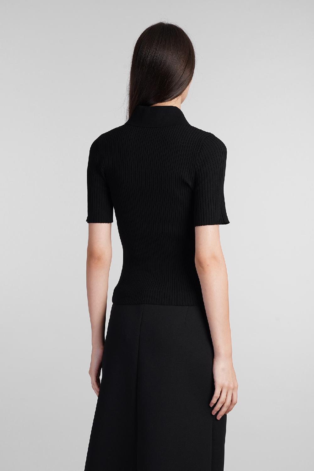 Deliberti Courreges Polo in viscosa nera cod. 408561 - Deliberti The Luxury Shopping I Più Venduti