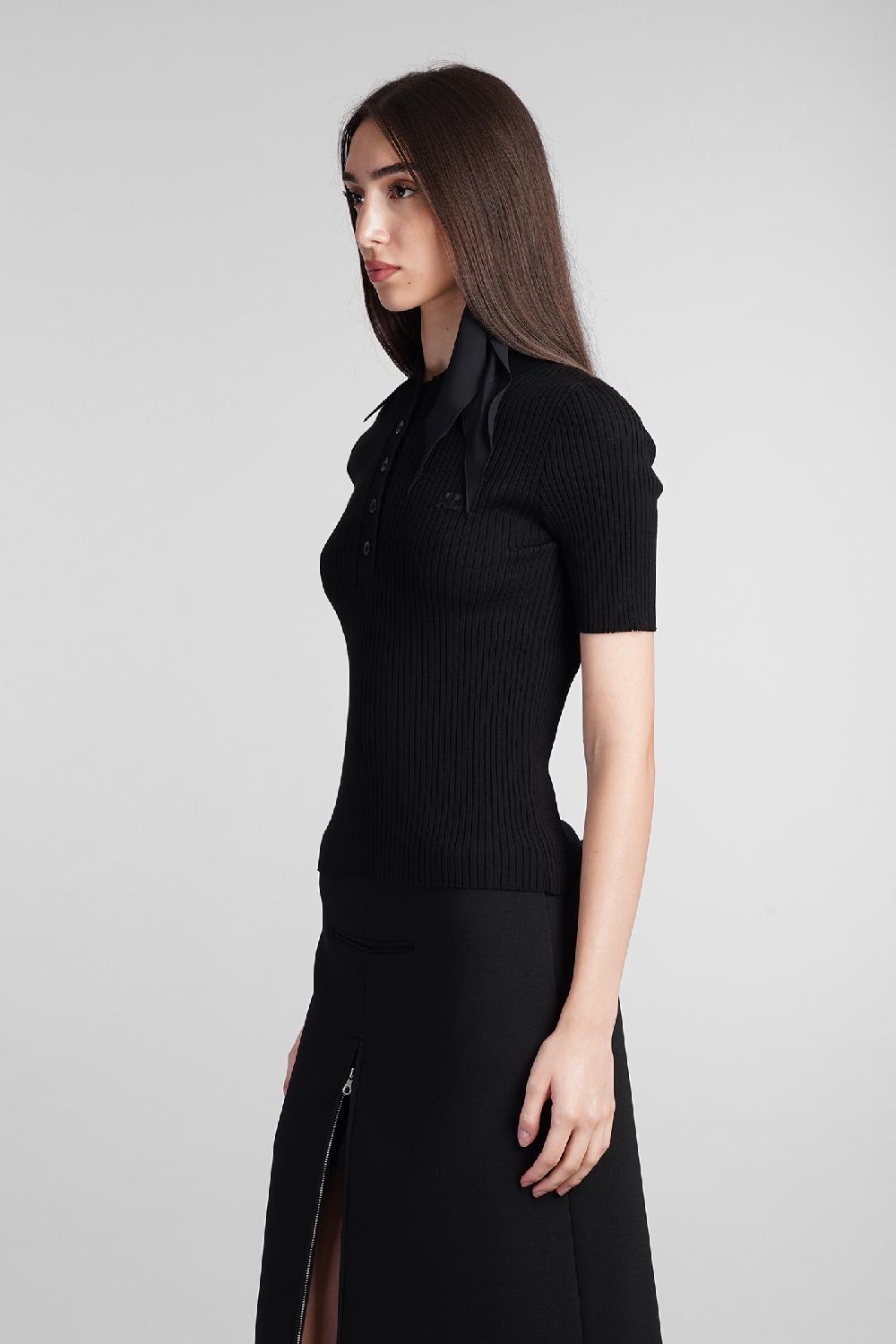 Deliberti Courreges Polo in viscosa nera cod. 408561 - Deliberti The Luxury Shopping I Più Venduti