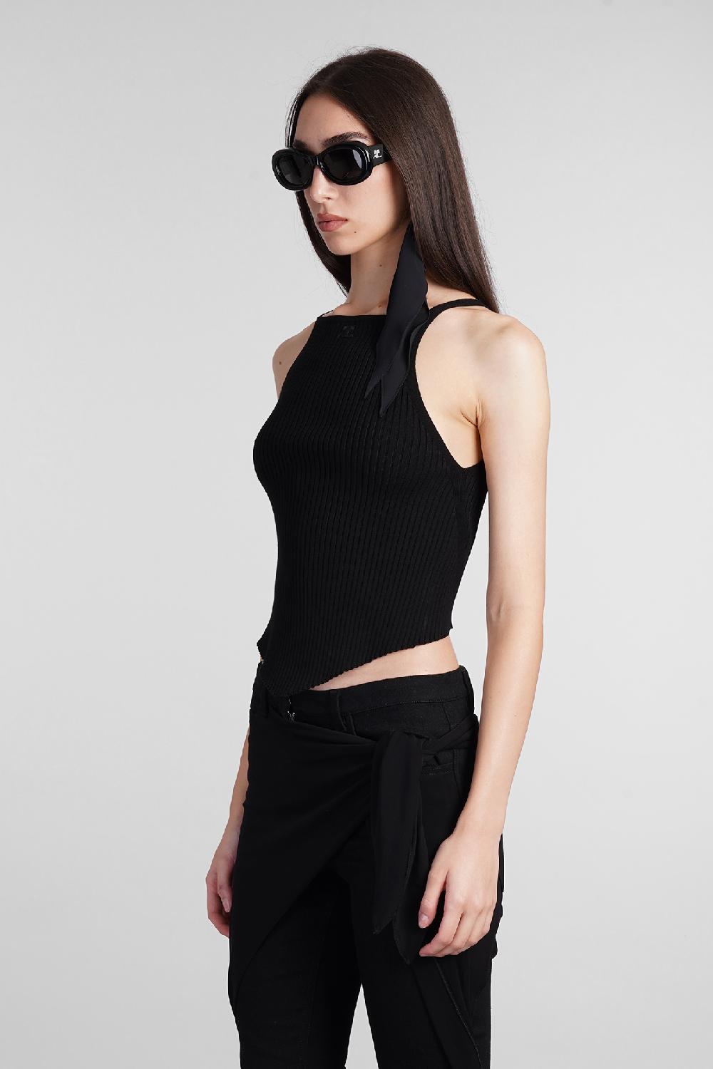 Deliberti Courreges Topwear in viscosa nera cod. 408562 - Deliberti The Luxury Shopping Vendite Flash